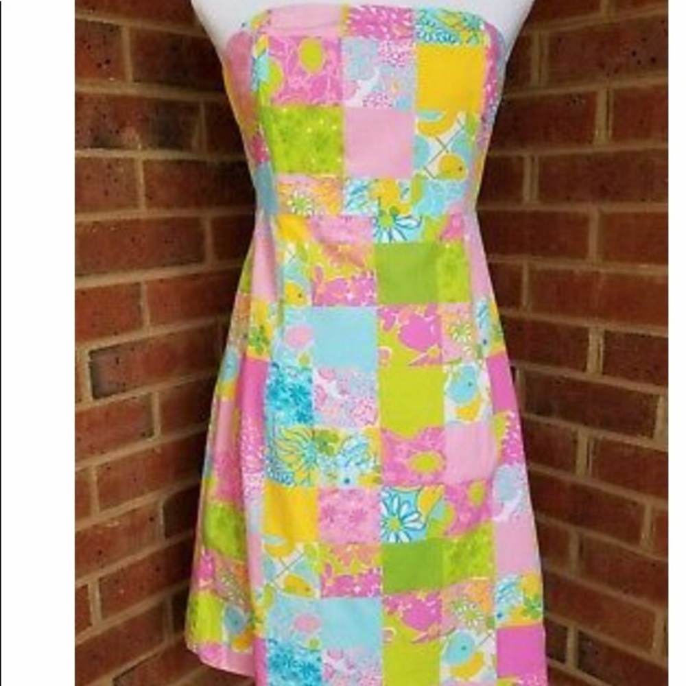 Lilly Pulitzer patchwork  strapless dress